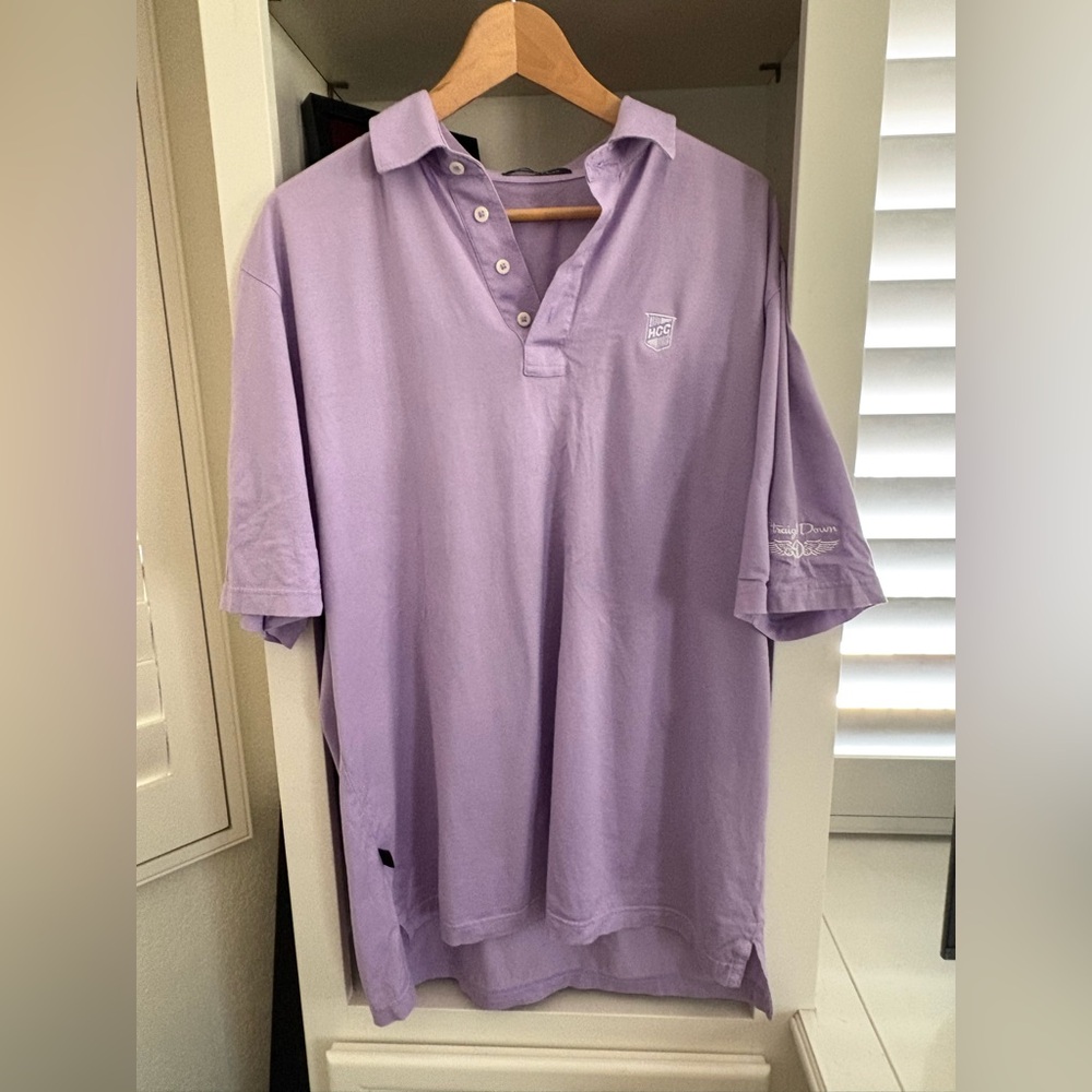 Straight Down Men Golfing Polo Lavender Size L